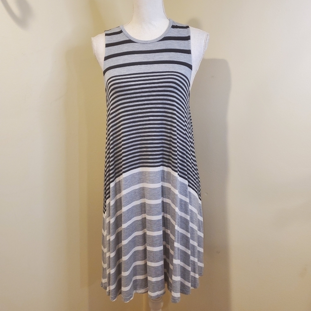 Soft and Sexy by American Eagle Outfitter stripes white and gray dress … - Picture 1 of 10